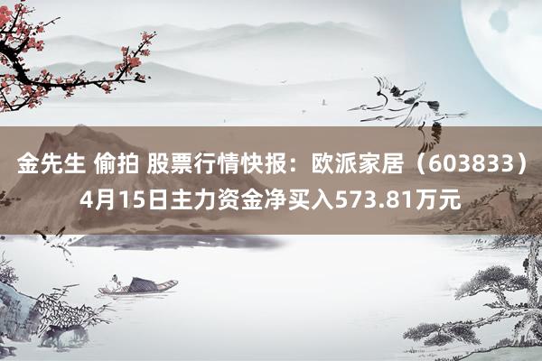 金先生 偷拍 股票行情快报：欧派家居（603833）4月15日主力资金净买入573.81万元