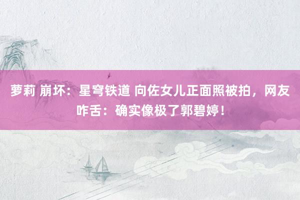 萝莉 崩坏：星穹铁道 向佐女儿正面照被拍，网友咋舌：确实像极了郭碧婷！